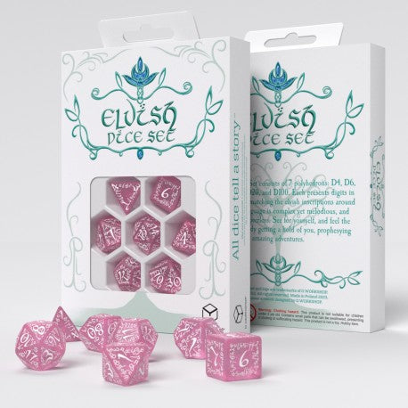 Set de dés - Elfique Rose Scintillant & Blanc
