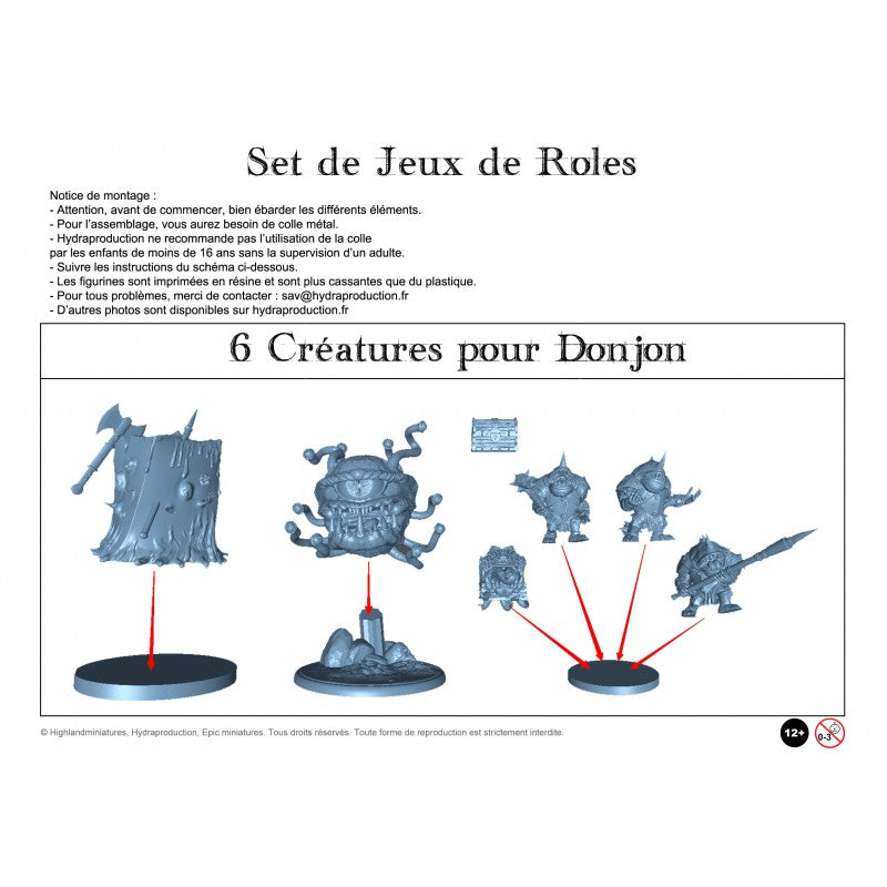 Figurines JdR à peindre - 6 Créatures de Donjon