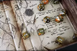 Coffret-Livre de 10 dés: thème Guerrier (Combat) - Dice Tomes