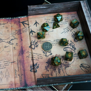 Coffret-Livre de 10 dés: thème Chasseur (The Wild) - Dice Tomes