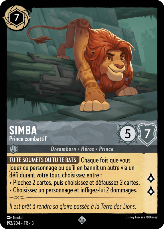 Simba - Prince combattif 192/204 - Lorcana S3 FR