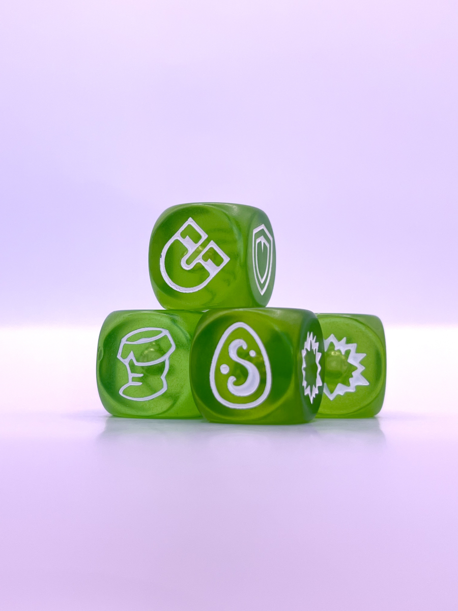 Set 4 dés de couleur Vert Transparent [Krosmaster]