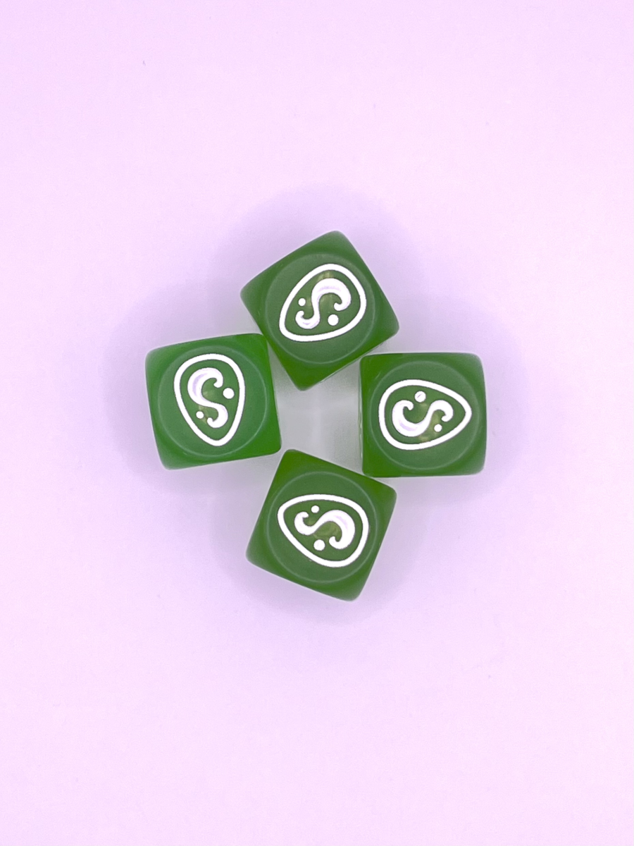 Set 4 dés de couleur Vert Transparent [Krosmaster]