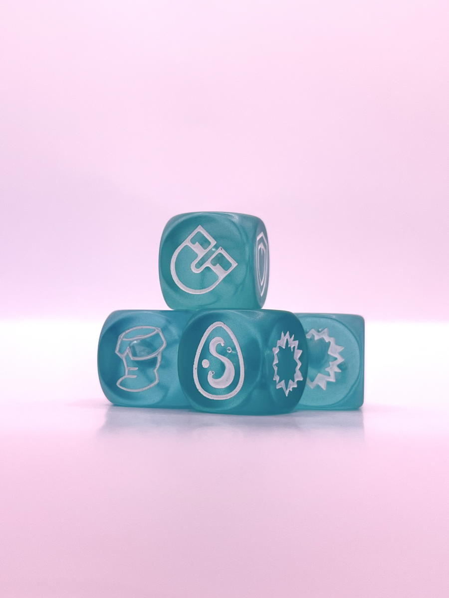 Set 4 dés de couleur Bleu Transparent [Krosmaster]