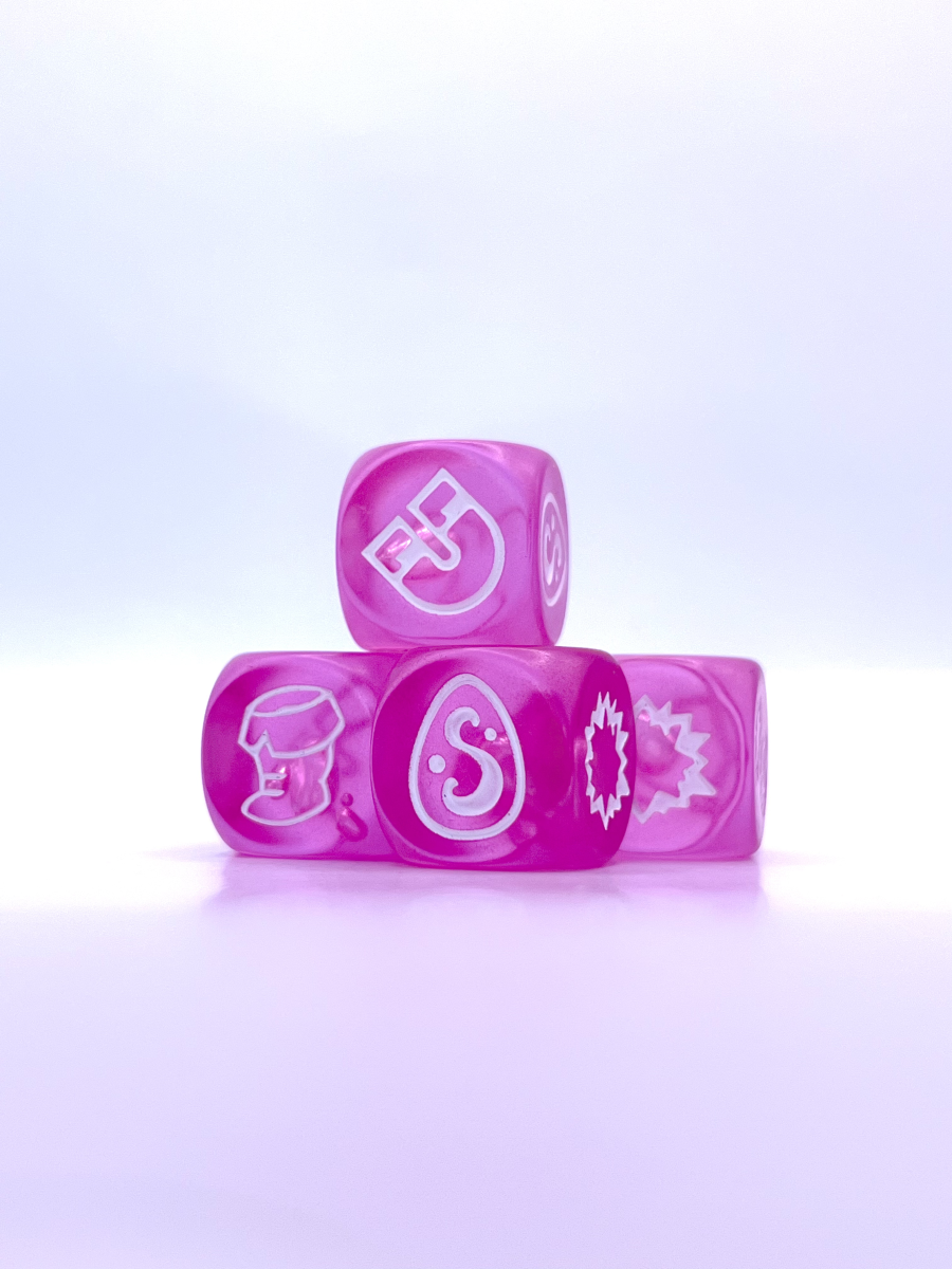 Set 4 dés de couleur Rose Transparent [Krosmaster]