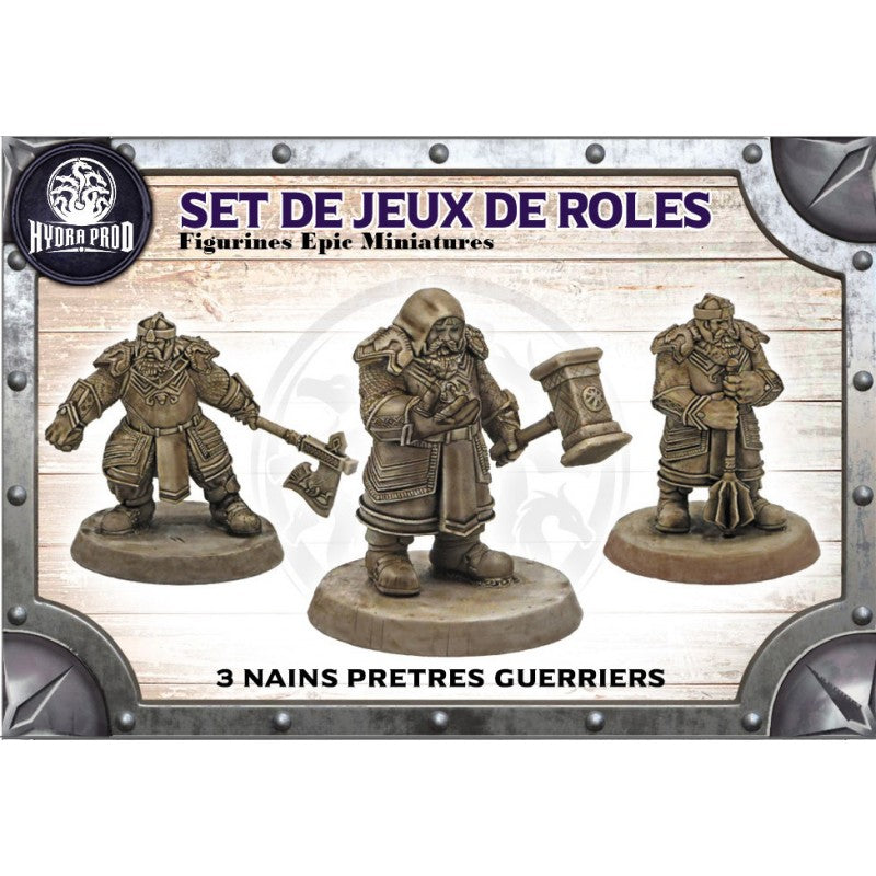 Figurines JdR à peindre - set de 3 nains pretres guerriers - Epic Miniatures - OCCASION