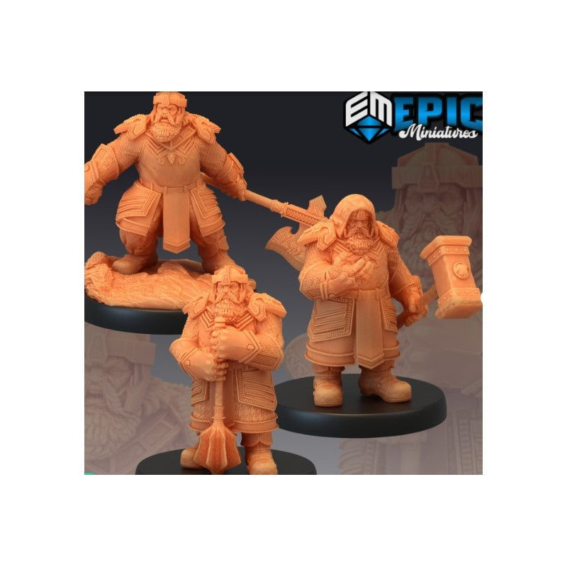 Figurines JdR à peindre - set de 3 nains pretres guerriers - Epic Miniatures - OCCASION