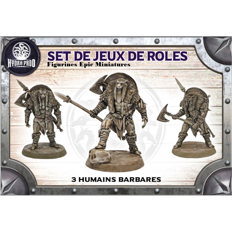 Figurines JdR à peindre - set de 3 humains barbares - Epic Miniatures - OCCASION