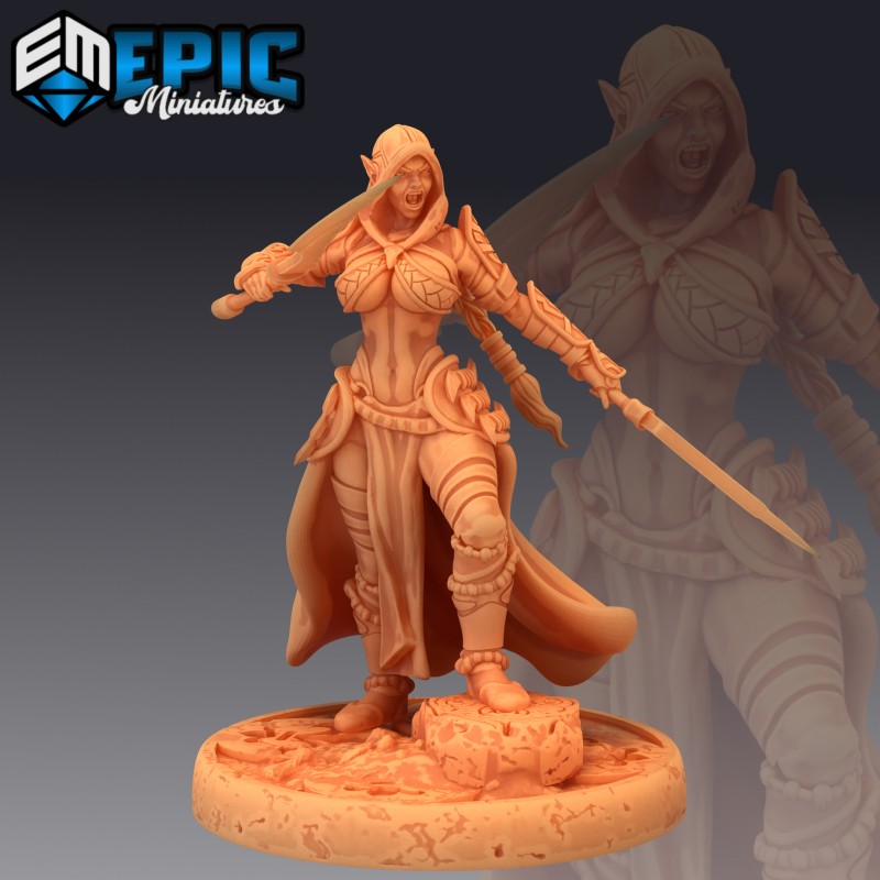 Figurines JdR à peindre - Set de jeu de rôles : 3 Elfes Roublardes - Epic Miniatures - OCCASION
