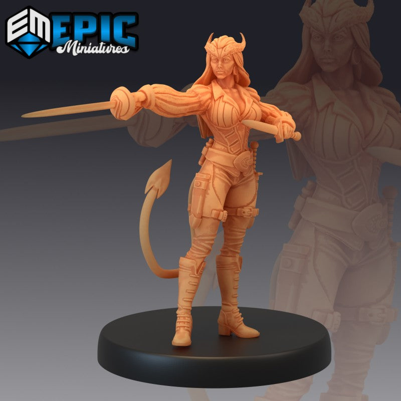 Figurines JdR à peindre - Set de jeu de rôles : 3 Tieffelins Magiciennes Guerrières - Epic Miniatures - OCCASION