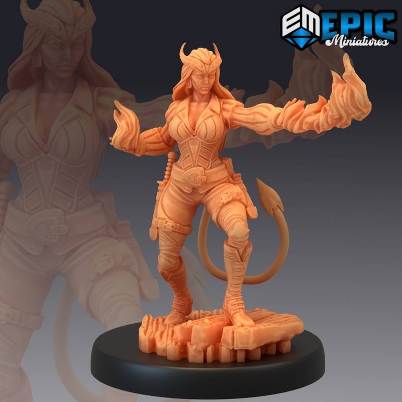 Figurines JdR à peindre - Set de jeu de rôles : 3 Tieffelins Magiciennes Guerrières - Epic Miniatures - OCCASION