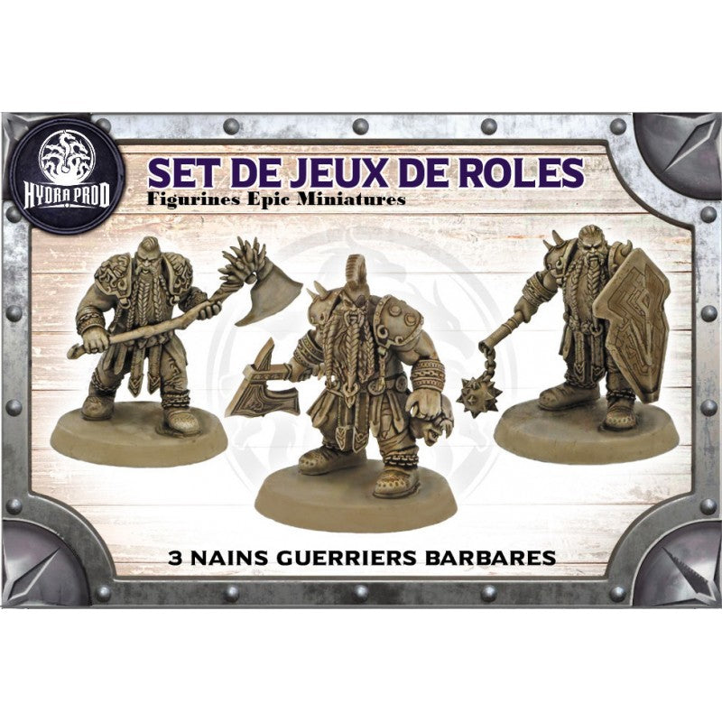 Figurines JdR à peindre - Set de jeu de rôles : 3 Nains Guerriers Barbares - Epic Miniatures - OCCASION