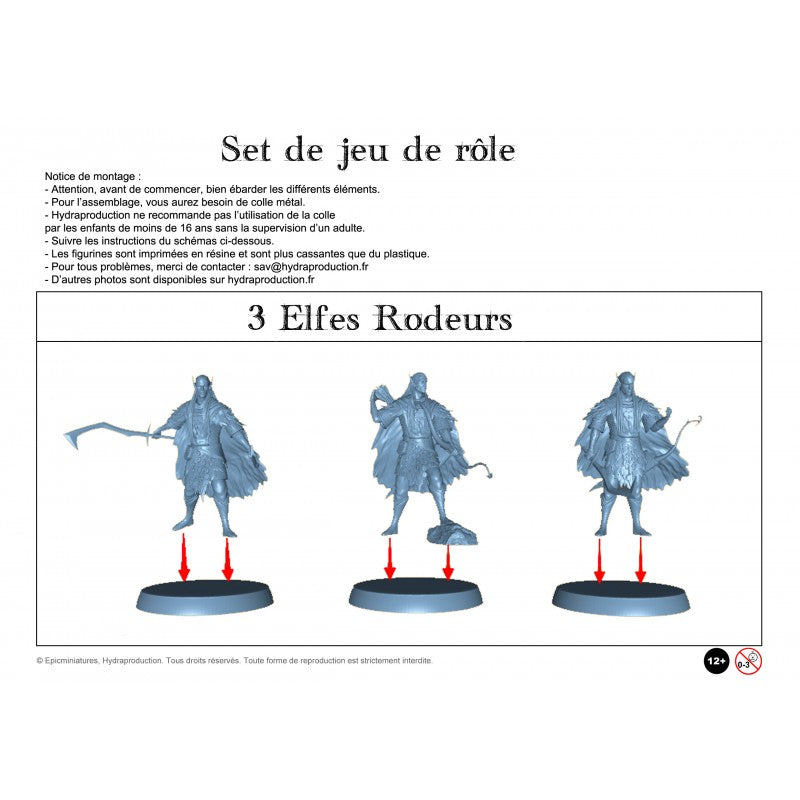 Figurines JdR à peindre - Set de jeu de rôles : 3 Elfes Rodeurs - Epic Miniatures - OCCASION