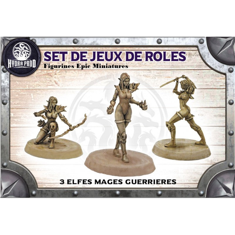 Figurines JdR à peindre - Set de jeu de rôles : 3 Elfes Mages Guerrières