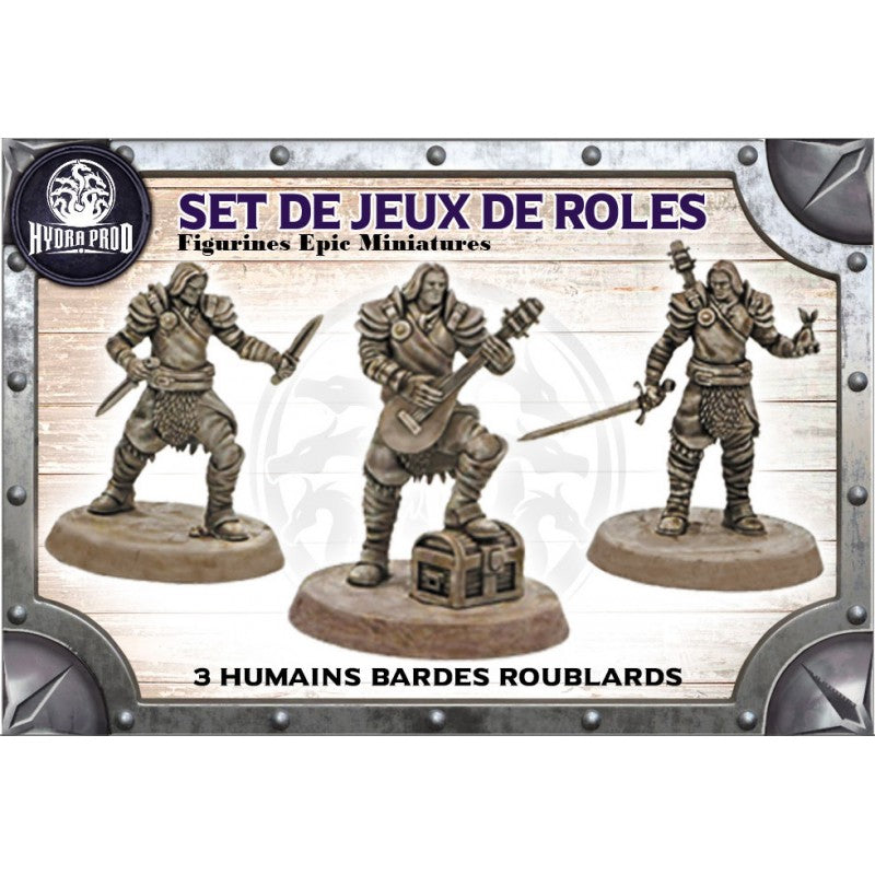 Figurines JdR à peindre - Set de jeu de rôles : 3 Humains Bardes Roublards