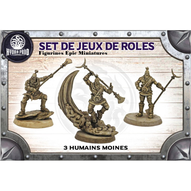Figurines JdR à peindre - Set de jeu de rôles : 3 Humains Moines