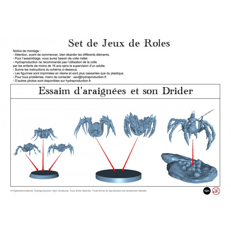 Figurines JdR à peindre - 1 Essaim d'araignées avec Drider - Epic Miniatures - OCCASION