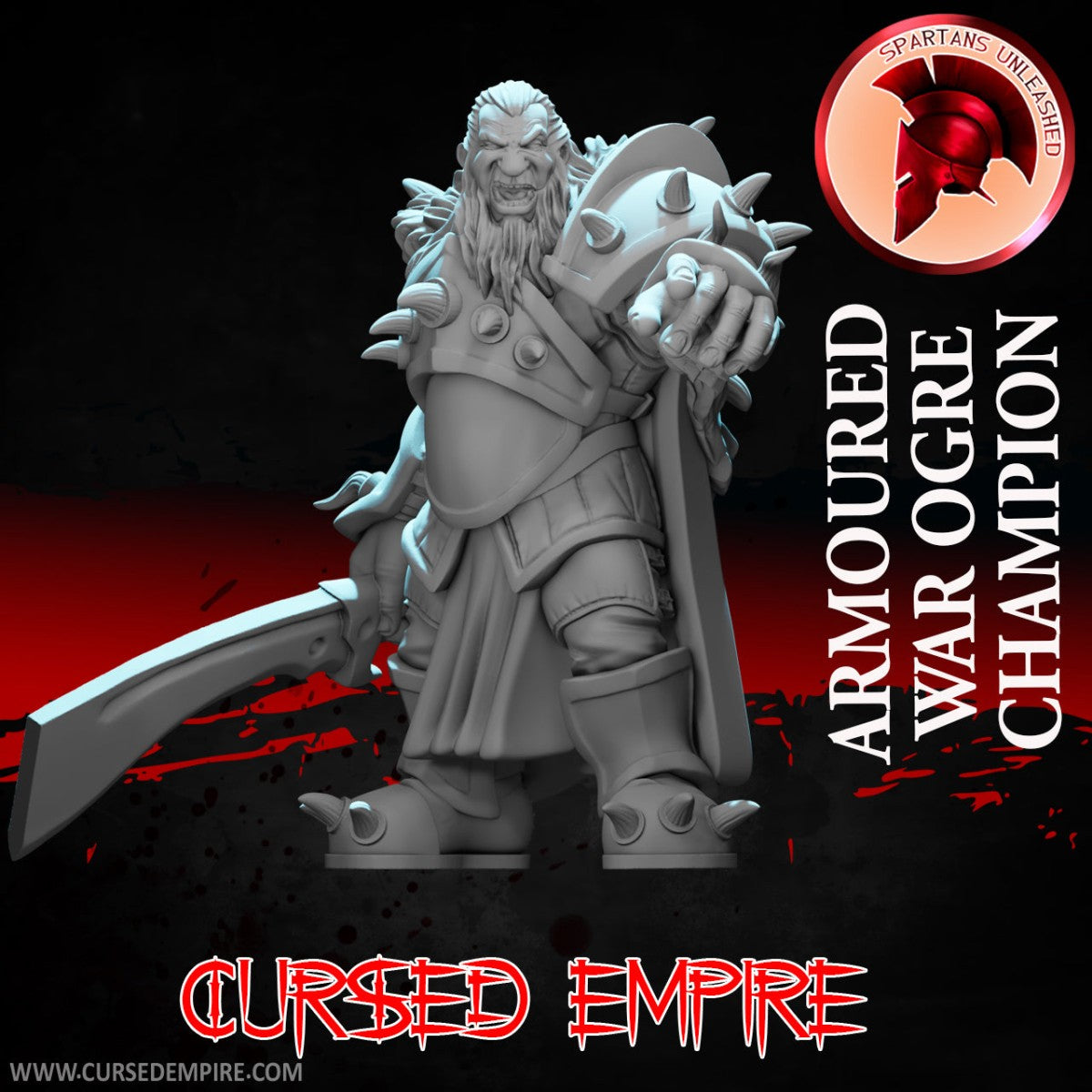 Tabletop Gaming Miniature - Armoured War Ogre Champion - Unpainted