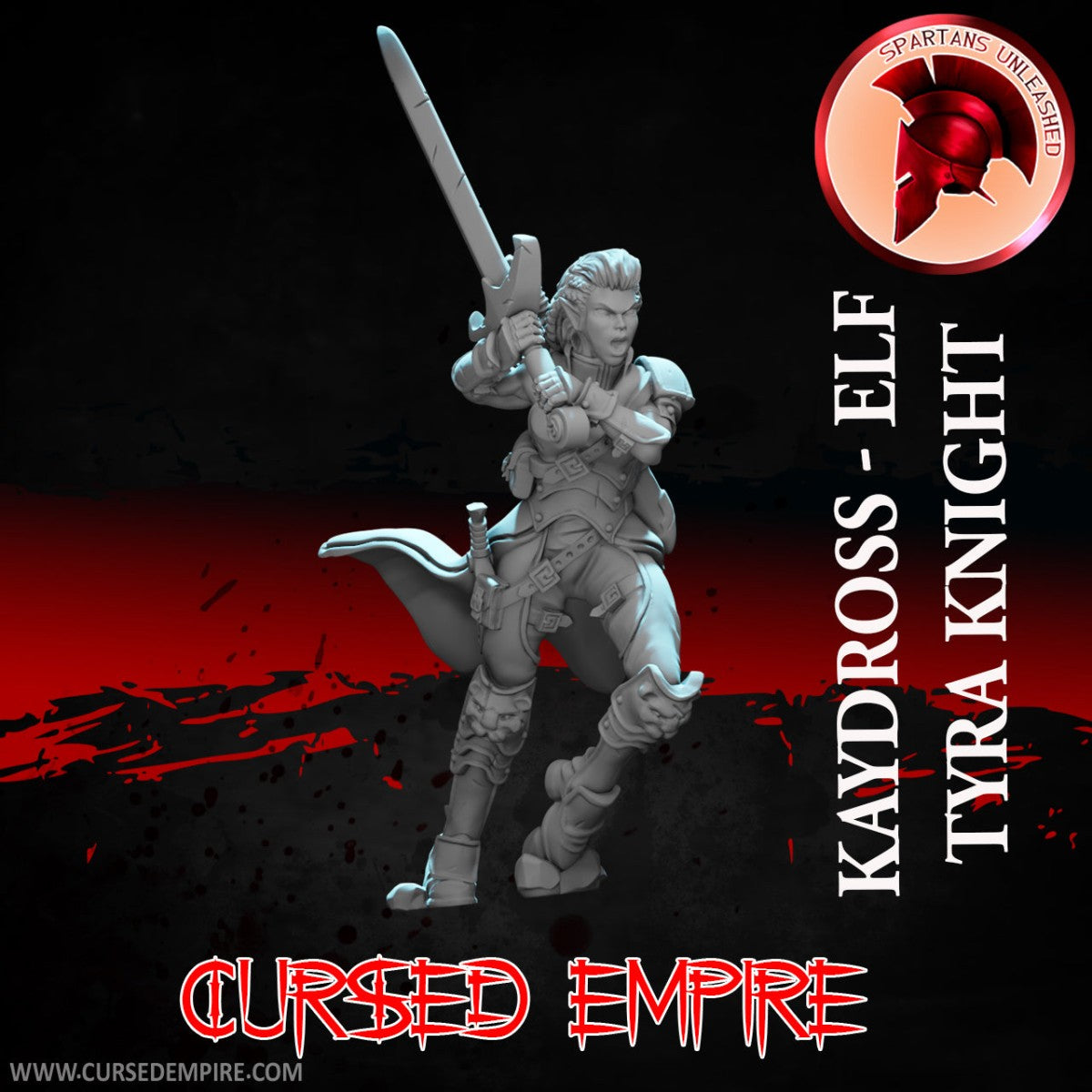 Tabletop Gaming Miniature - Elf Tyra Knight - Kaydross - Unpainted