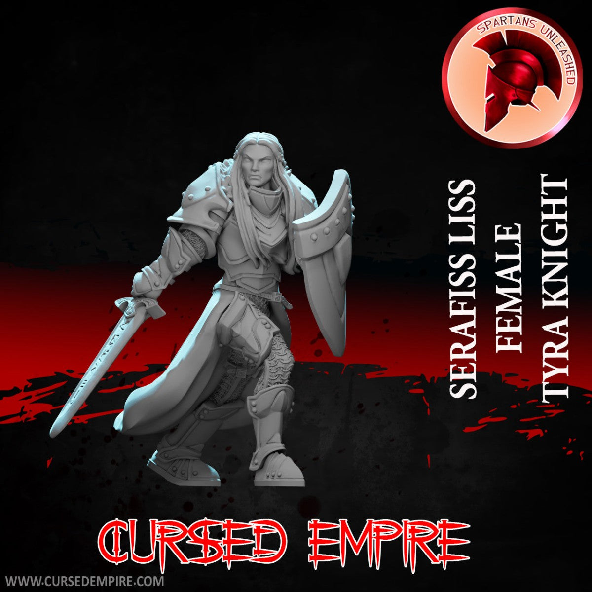 Tabletop Gaming Miniature - Female Tyra Knight Serafiss Liss - Unpainted