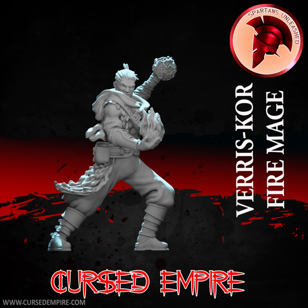 Tabletop Gaming Miniature - Fire Mage Verris-Kor - Unpainted