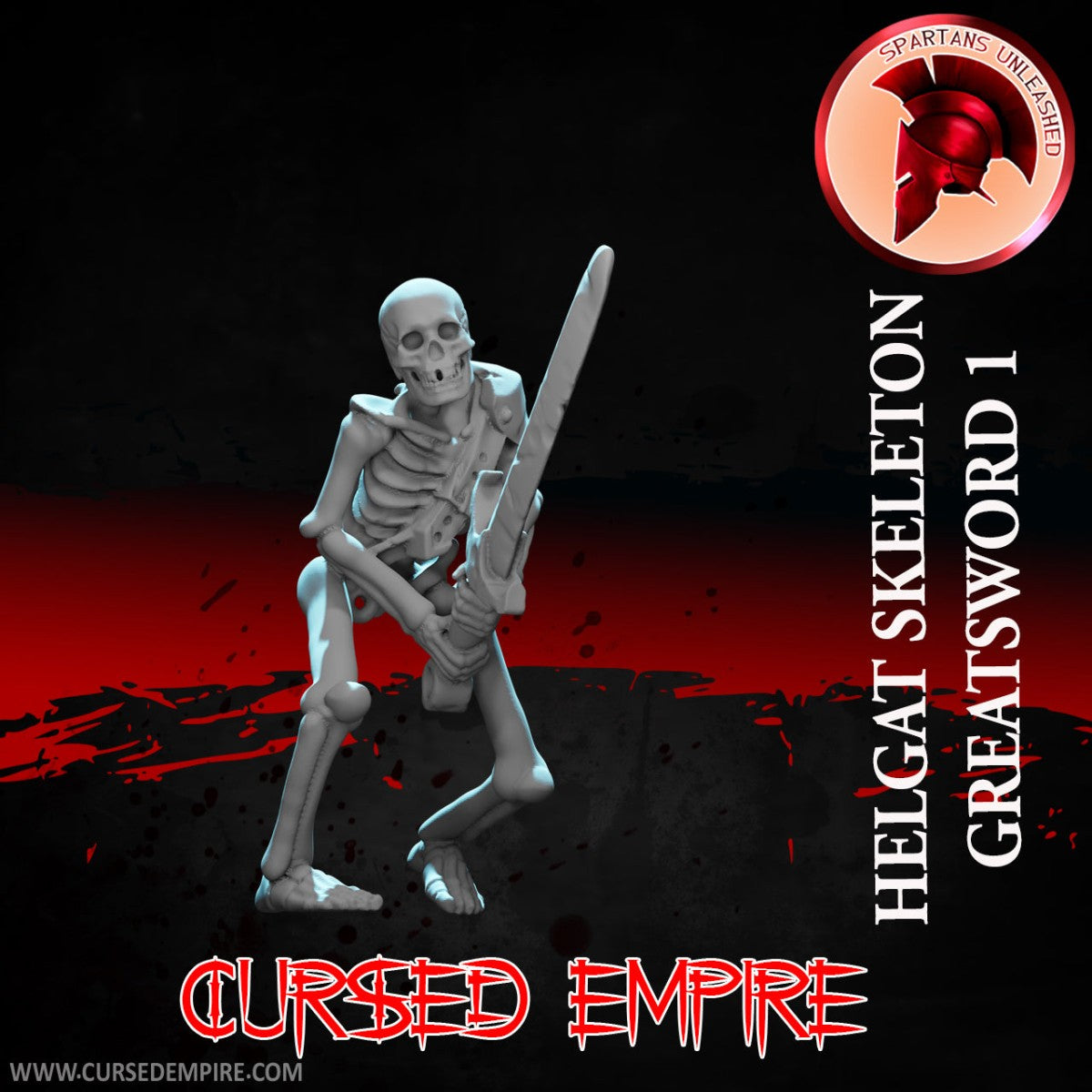 Tabletop Gaming Miniature - Helgat Skeleton Greatsword 1 - Unpainted