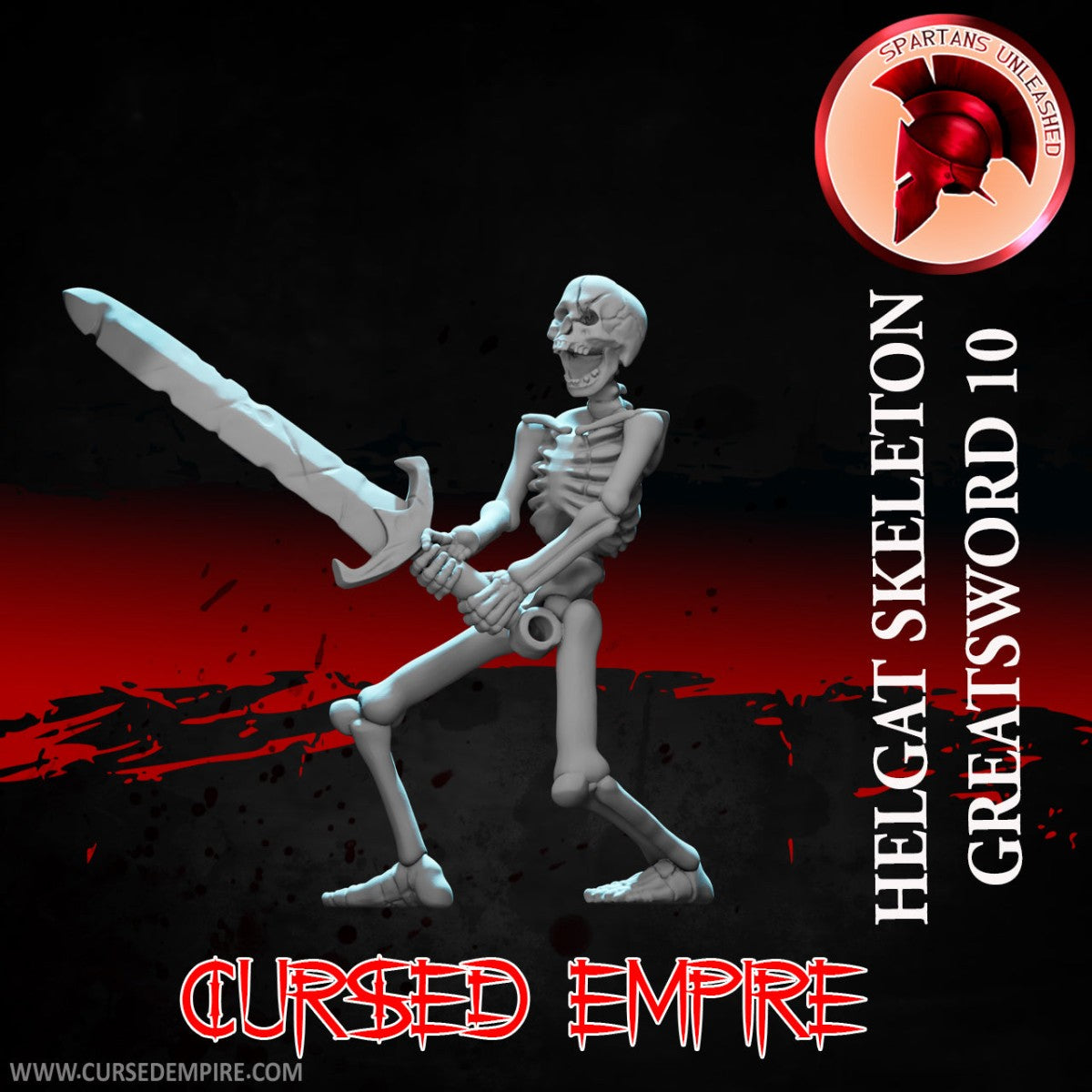 Tabletop Gaming Miniature - Helgat Skeleton Greatsword 10 - Unpainted