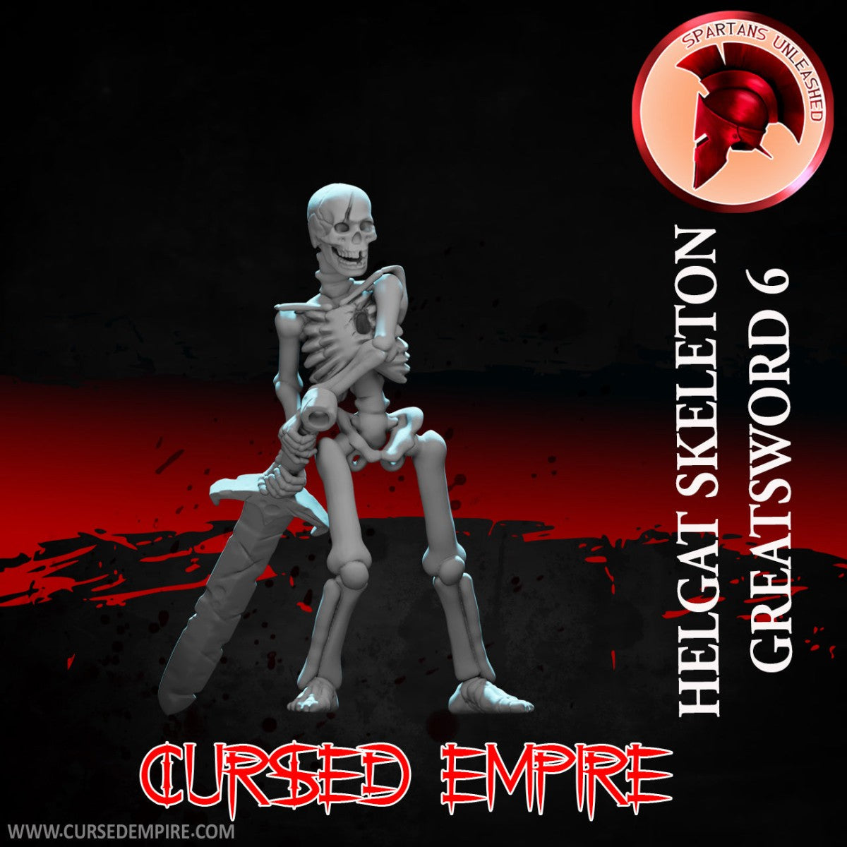 Tabletop Gaming Miniature - Helgat Skeleton Greatsword 6 - Unpainted