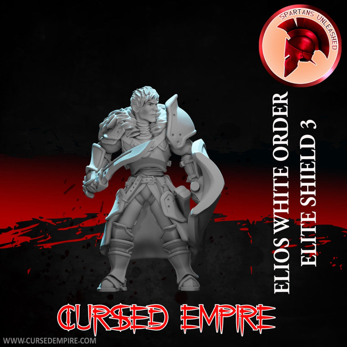 Tabletop Gaming Miniature - White Order Elios Elite Shield 3 - Unpainted