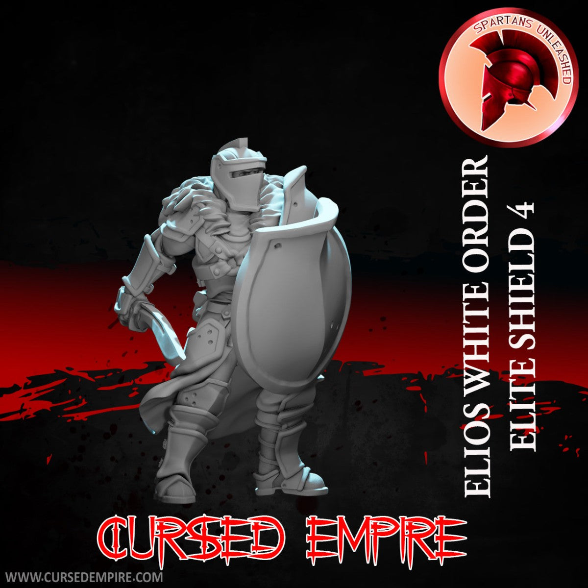 Tabletop Gaming Miniature - White Order Elios Elite Shield 4 - Unpainted