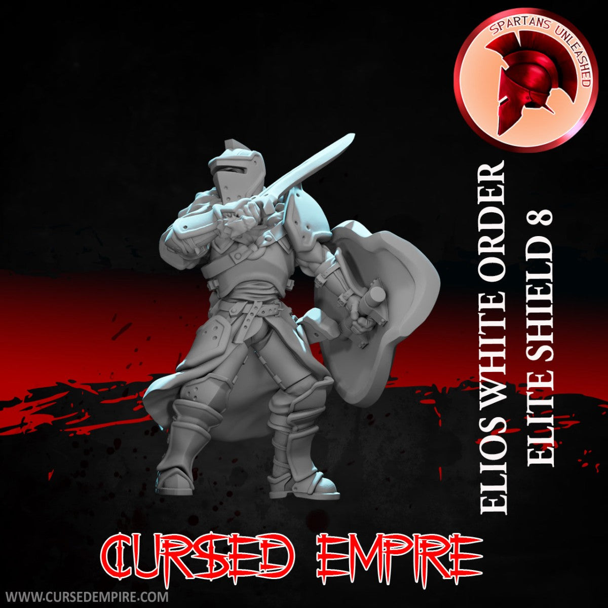 Tabletop Gaming Miniature - White Order Elios Elite Shield 8 - Unpainted