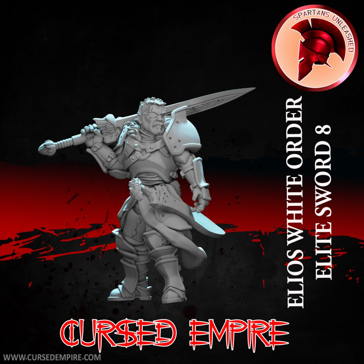 Tabletop Gaming Miniature - White Order Elios Elite Sword 8 - Unpainted