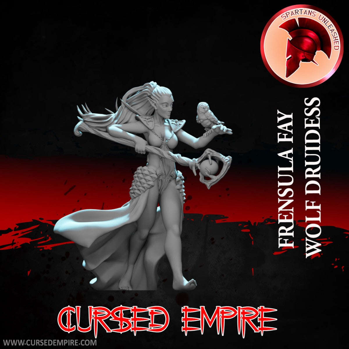 Tabletop Gaming Miniature - Wolf Druidess Frensula Fay - Unpainted