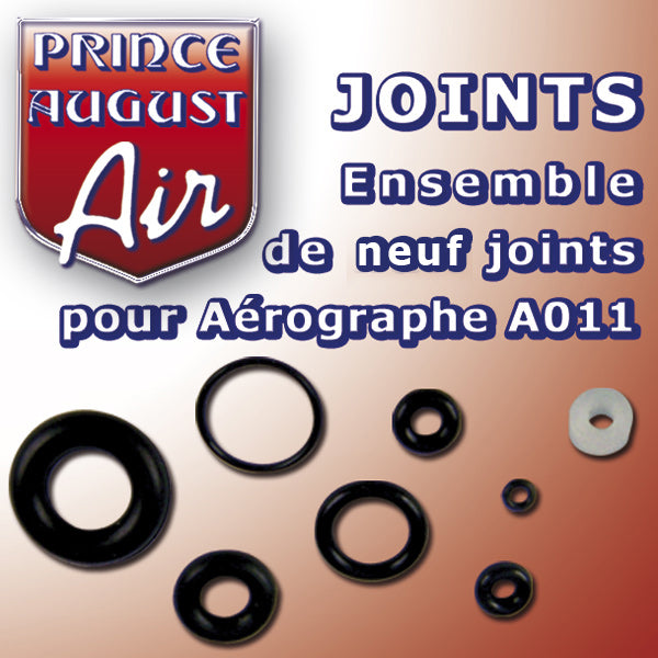 Prince August - Ensemble de neuf joints pour aérographe