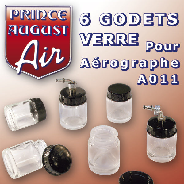 Prince August - 6 godets verre pour aérographe A011
