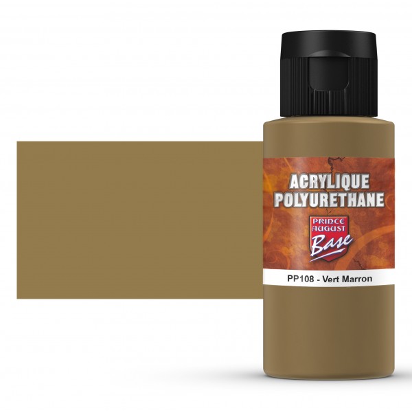 Peinture acrylique Prince August Polyuréthane - flacon 60 ml - Vert Marron RAL 8000
