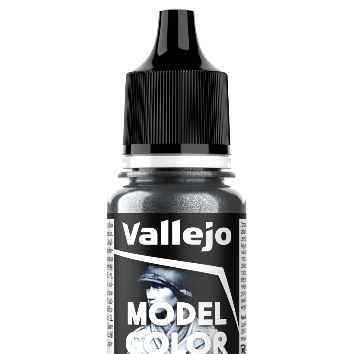 Peinture acrylique Vallejo Model Color - flacon 18 ml - Acier Naturel - Metal Poli - Natural Steel - 197