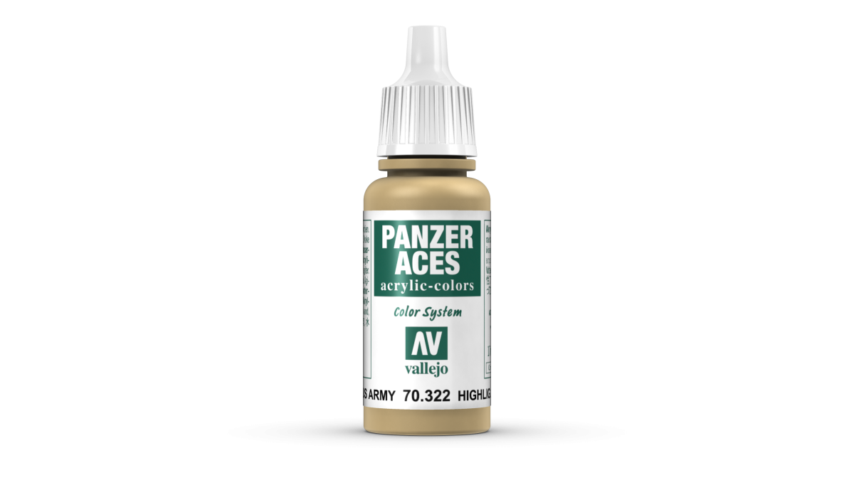 Peinture acrylique Prince August Panzer Aces - flacon 17 ml - Panzer Aces Eclairci Equip. de Char A.US