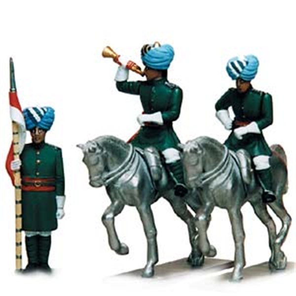 Prince August - 809-2 Trois Lanciers : Officier et trompette à cheval, piéton - 54 mm