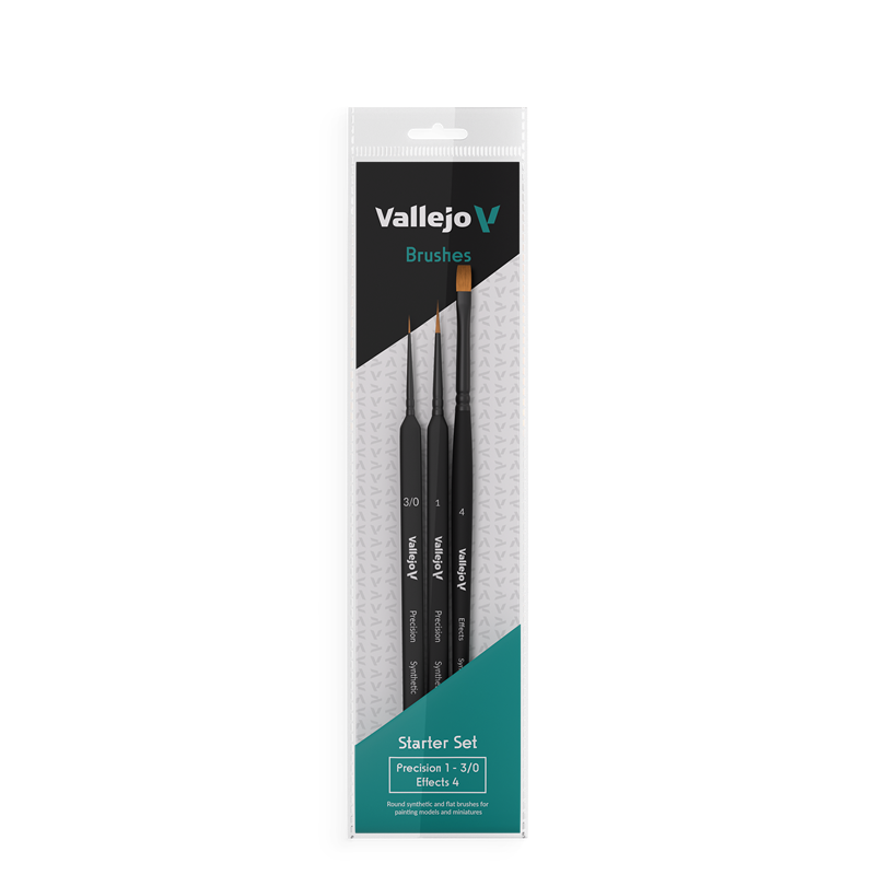 Prince August - Starter Set (Round No.1 & 3/0 Triangular Handle, Flat No.4, synthetics)