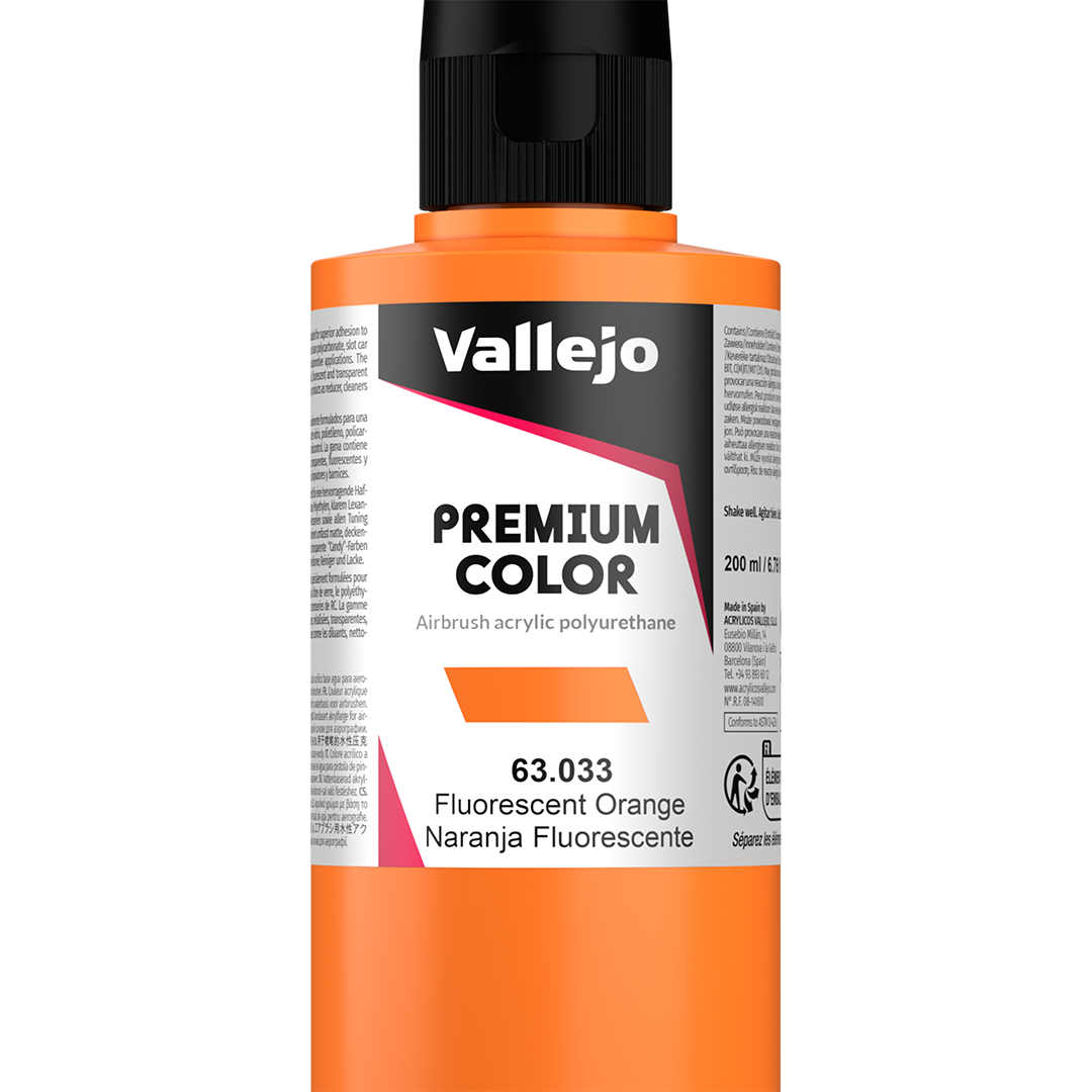 Peinture acrylique Prince August Premium - flacon 200 ml - Premium Fluorescent - Orange Fluo - Orange Fluo