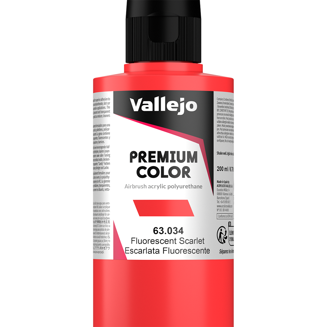 Peinture acrylique Prince August Premium - flacon 200 ml - Premium Fluorescent - Scarlet Fluo - Écarlate Fluo