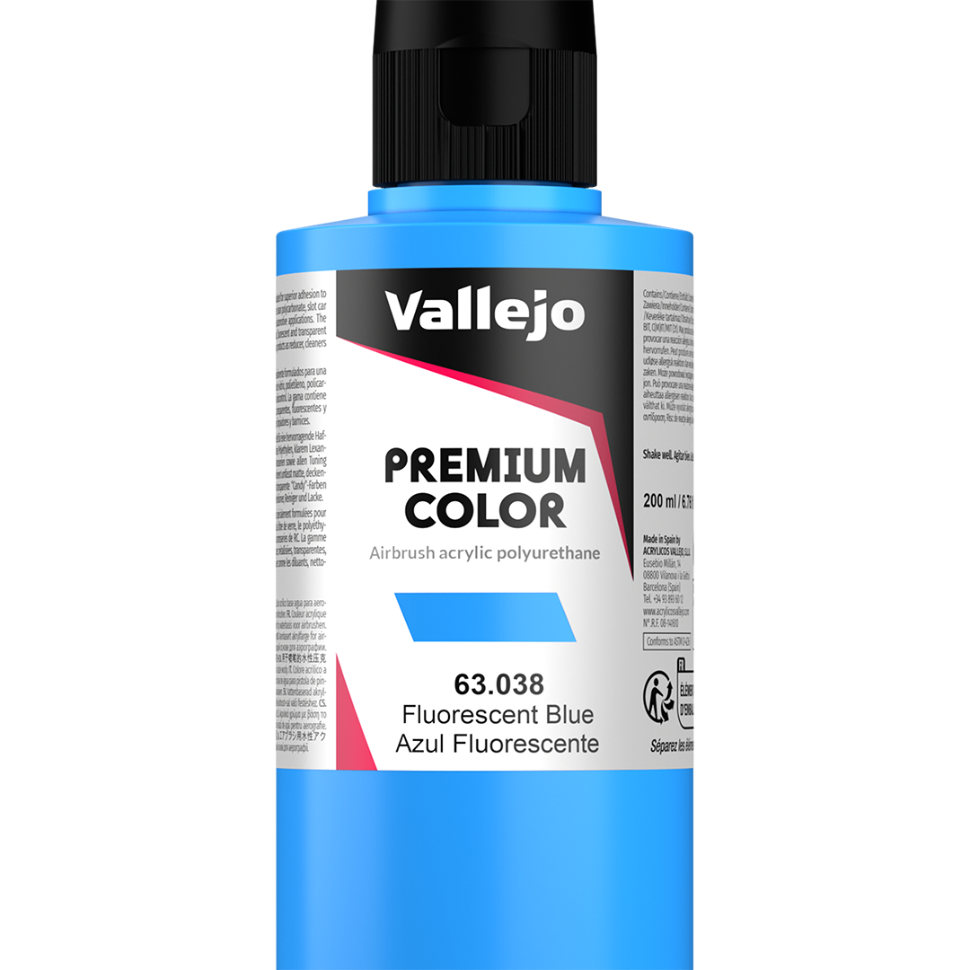 Peinture acrylique Prince August Premium - flacon 200 ml - Premium Fluorescent - Blue Fluo - Bleu Fluo