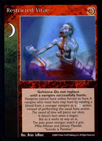 Restricted Vitae [Gehenna set] - VTES CCG