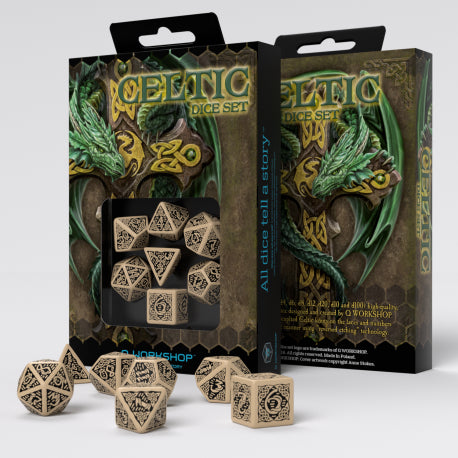 Set de dés - Celtic 3D - Beige & Noir
