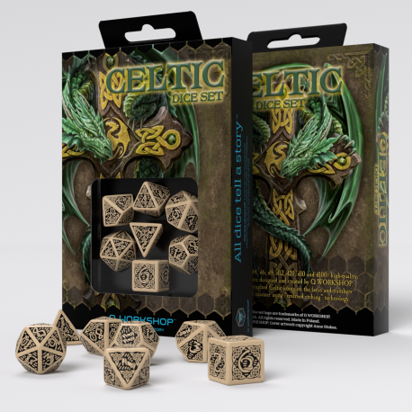 Set de dés - Celtic 3D - Beige & Noir
