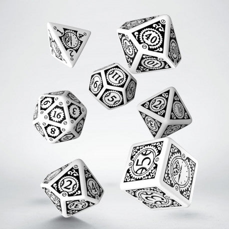 Set de dés - Engrenages Steampunk - Blanc & Noir