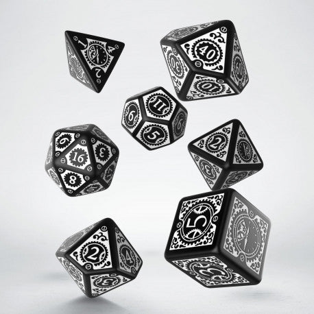 Set de dés - Engrenages Steampunk - Noir & Blanc