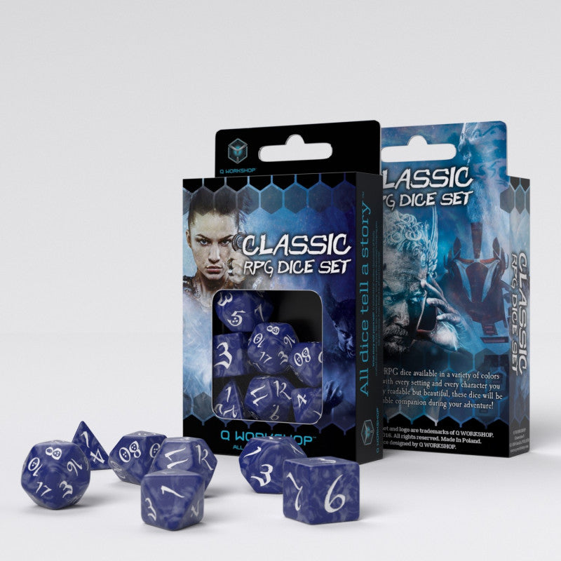 Set de dés - Jdr Classique - Cobalt & Blanc