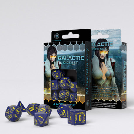 Set de dés - Galactique Bleu Marine & Jaune